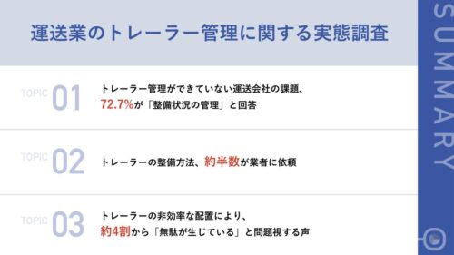 ドコマップジャパン　トレーラ管理の実態調査結果を発表