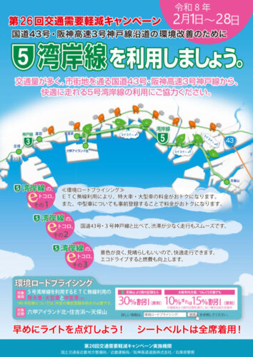 ５号湾岸線へ迂回呼びかけ　阪神高速ら今年もキャンペーン